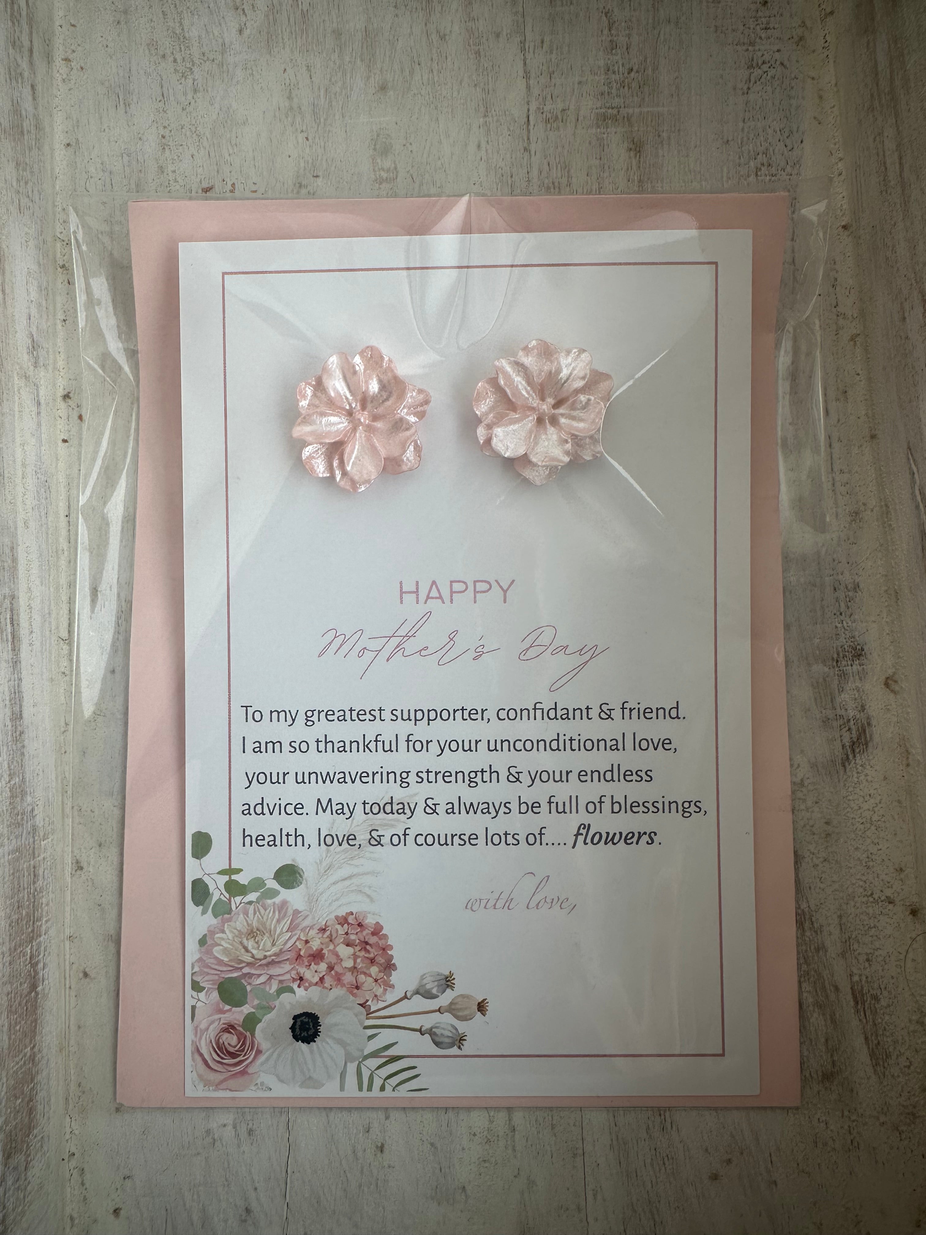 Floral Earring with Mama Greeting Card