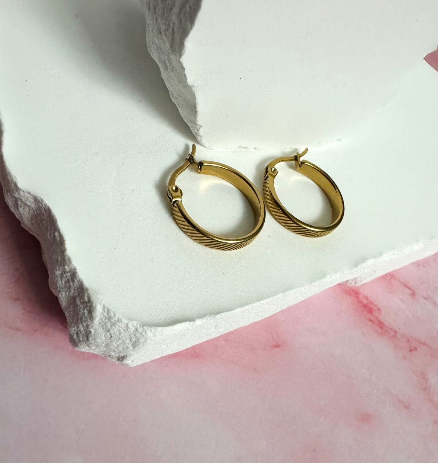 water-resistant gold hoop earrings -
*almost* perfect layer collection