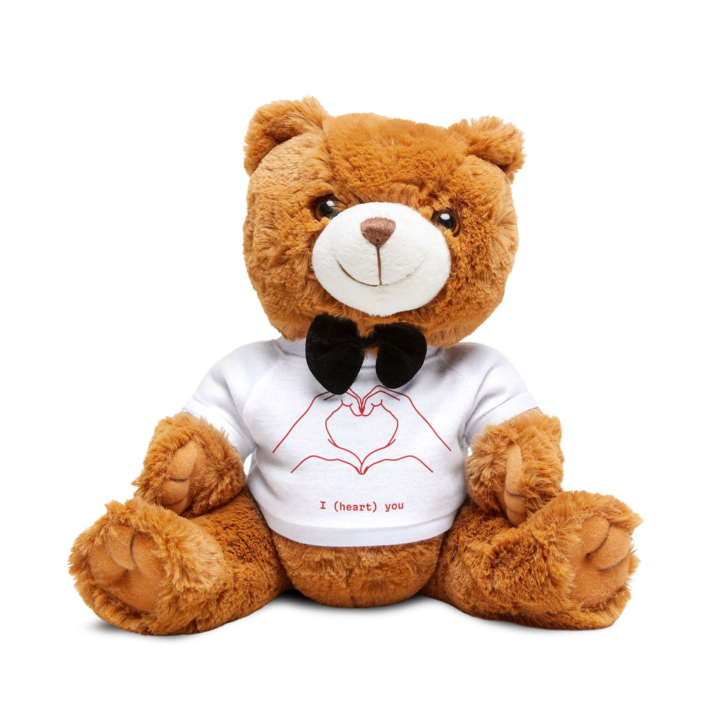 Plush Teddy Bear with Heart T‑Shirt – 'I (heart) you' Cute Valentine Gift