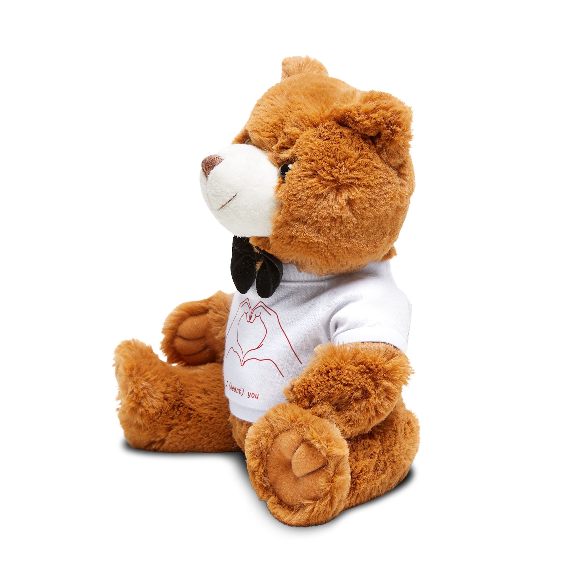 Plush Teddy Bear with Heart T‑Shirt – 'I (heart) you' Cute Valentine Gift