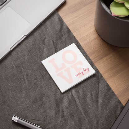 Love Every Day Post-it Note Pads — Pink Inspirational Sticky Notes