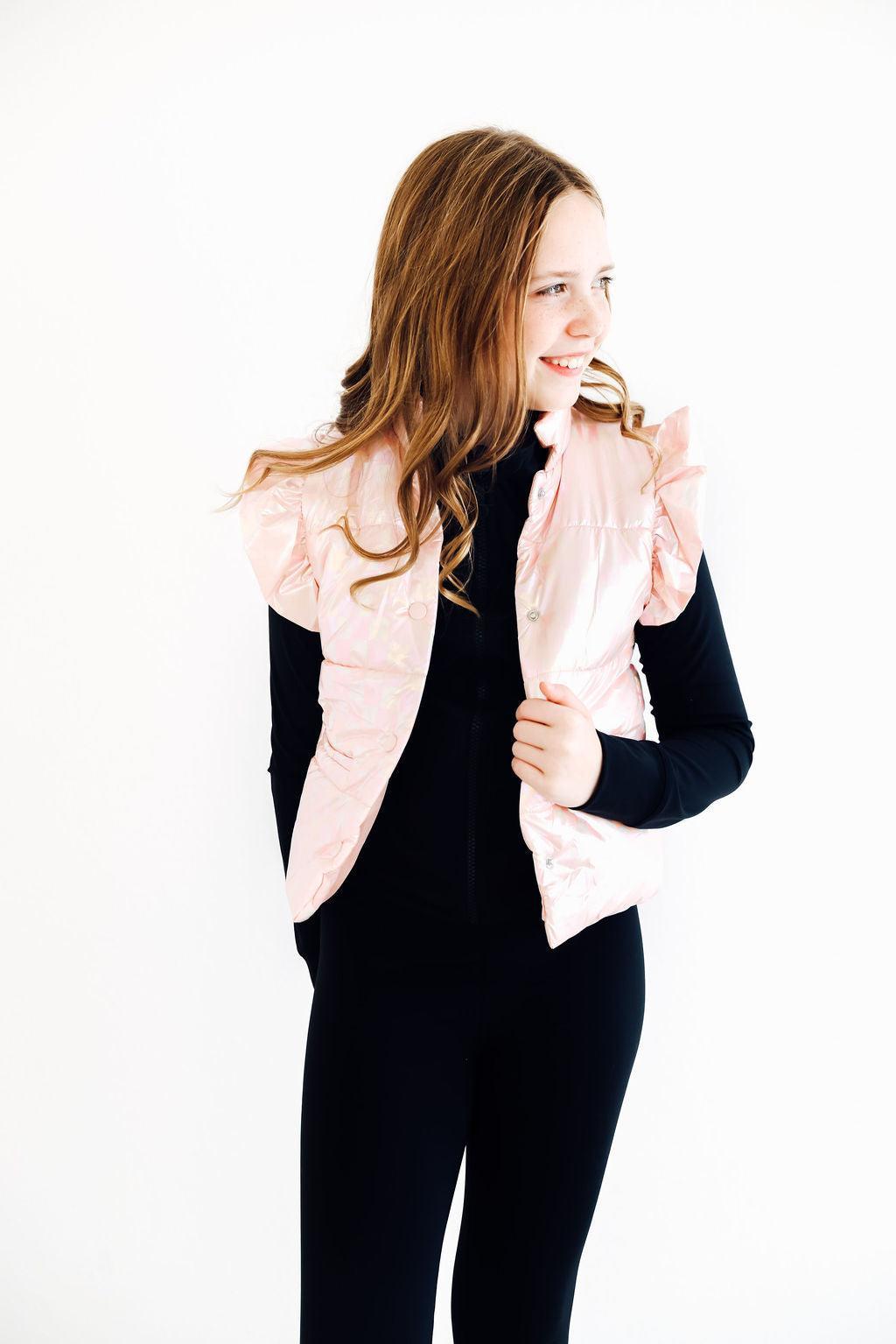 Light Pink Checker Puffer Vest