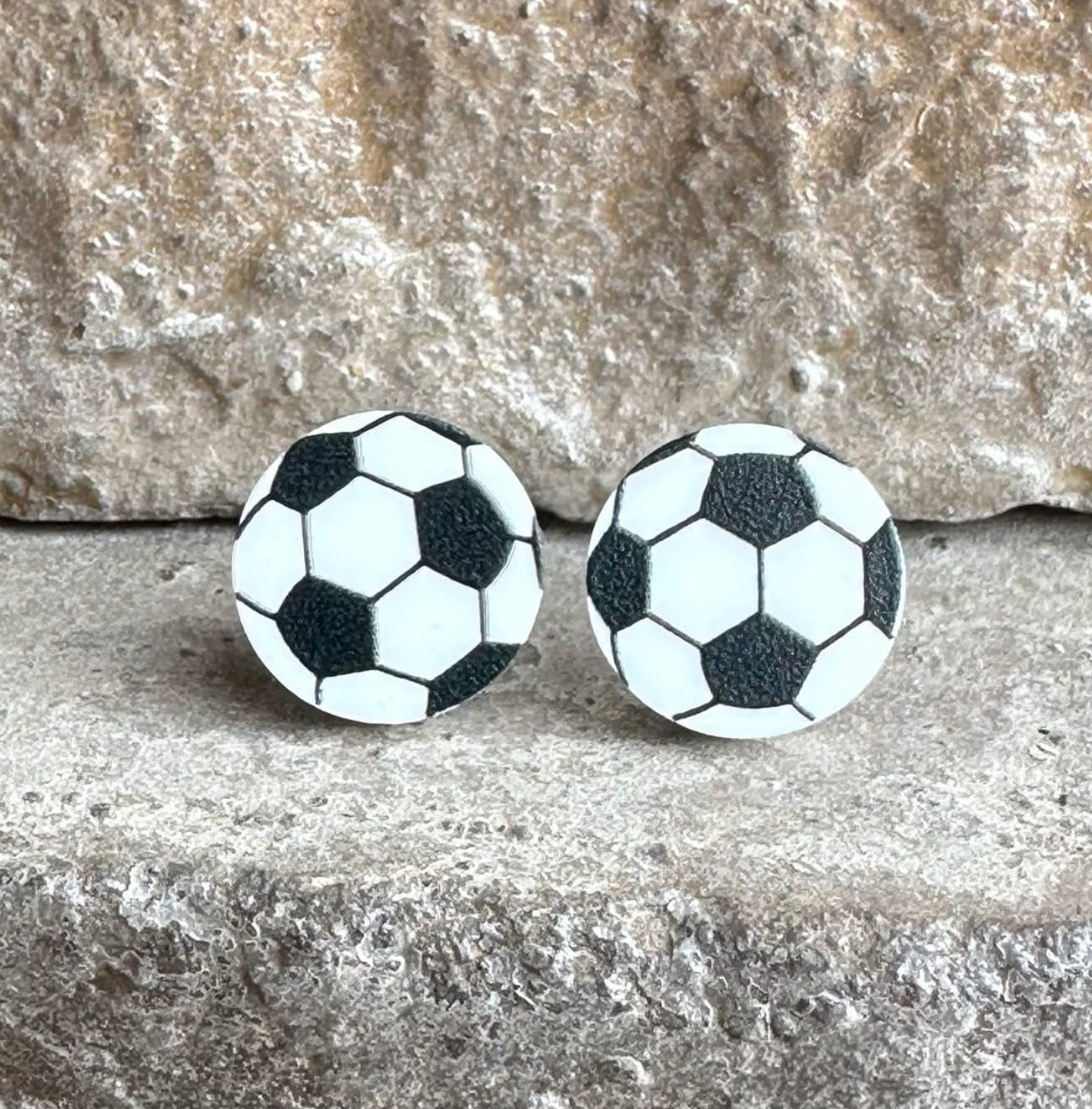 Soccer stud earrings