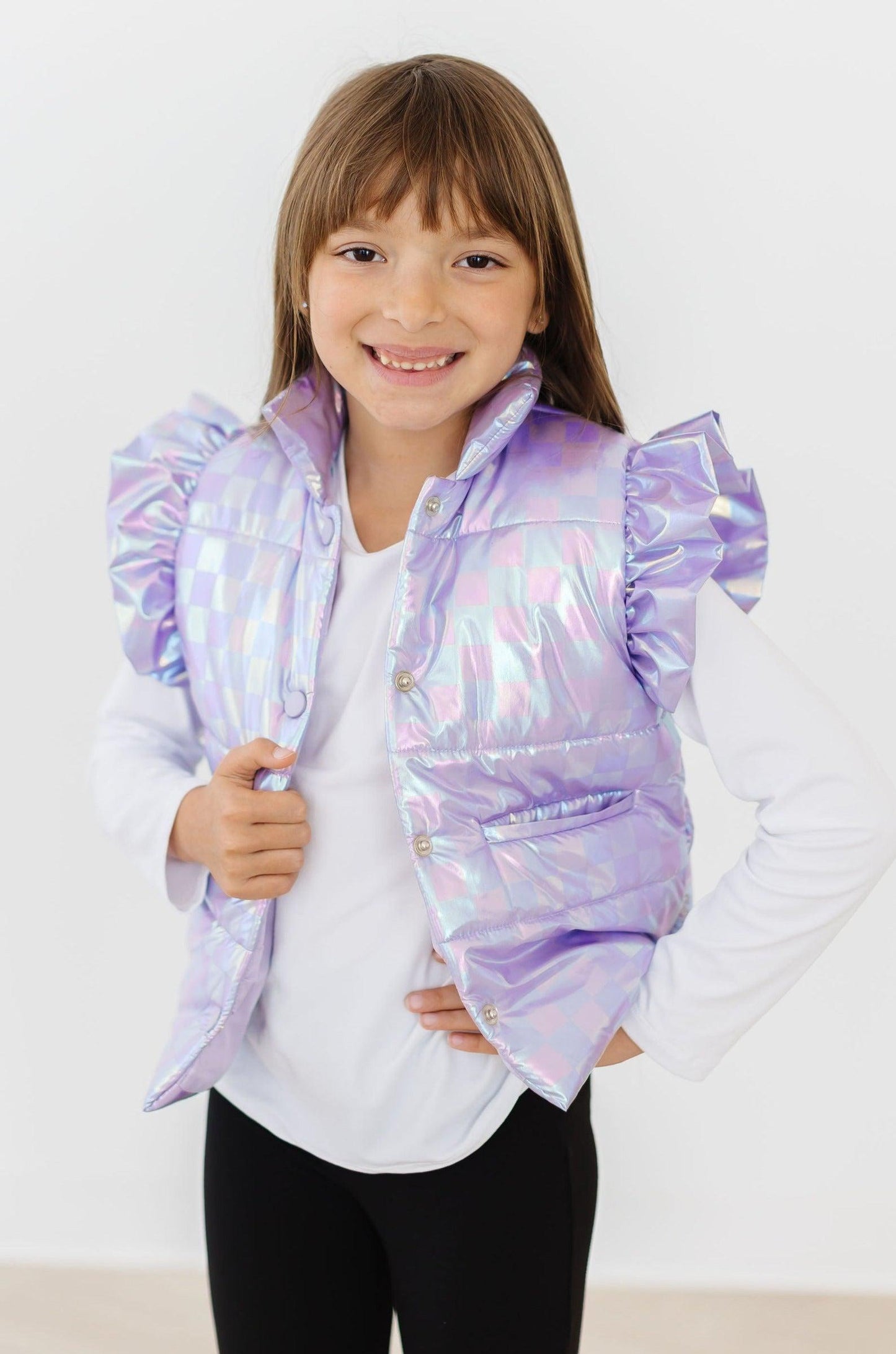Lavender Haze Checker Puffer Vest
