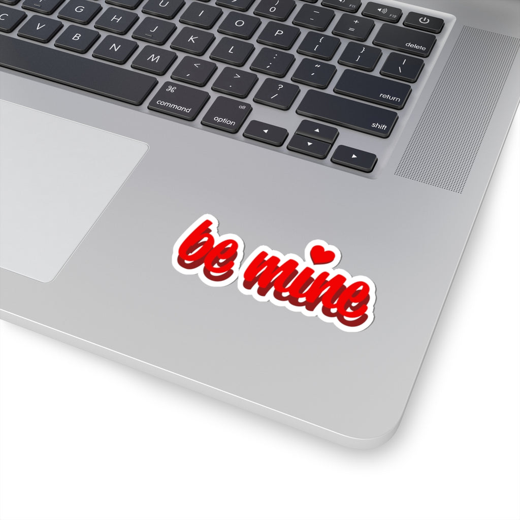 Be Mine Kiss-Cut Sticker — Red Handwritten Valentine Heart Decal