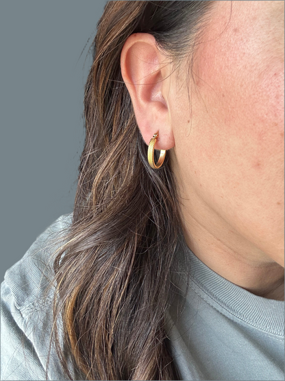 water-resistant gold hoop earrings -
*almost* perfect layer collection