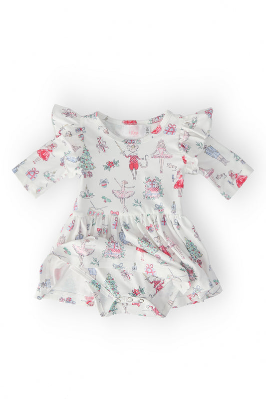 Clara's Christmas Twirl Flutter Bodysuit