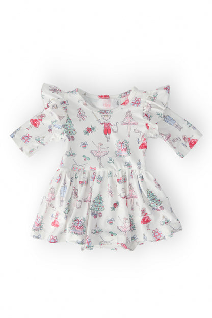 Clara's Christmas Twirl Flutter Bodysuit