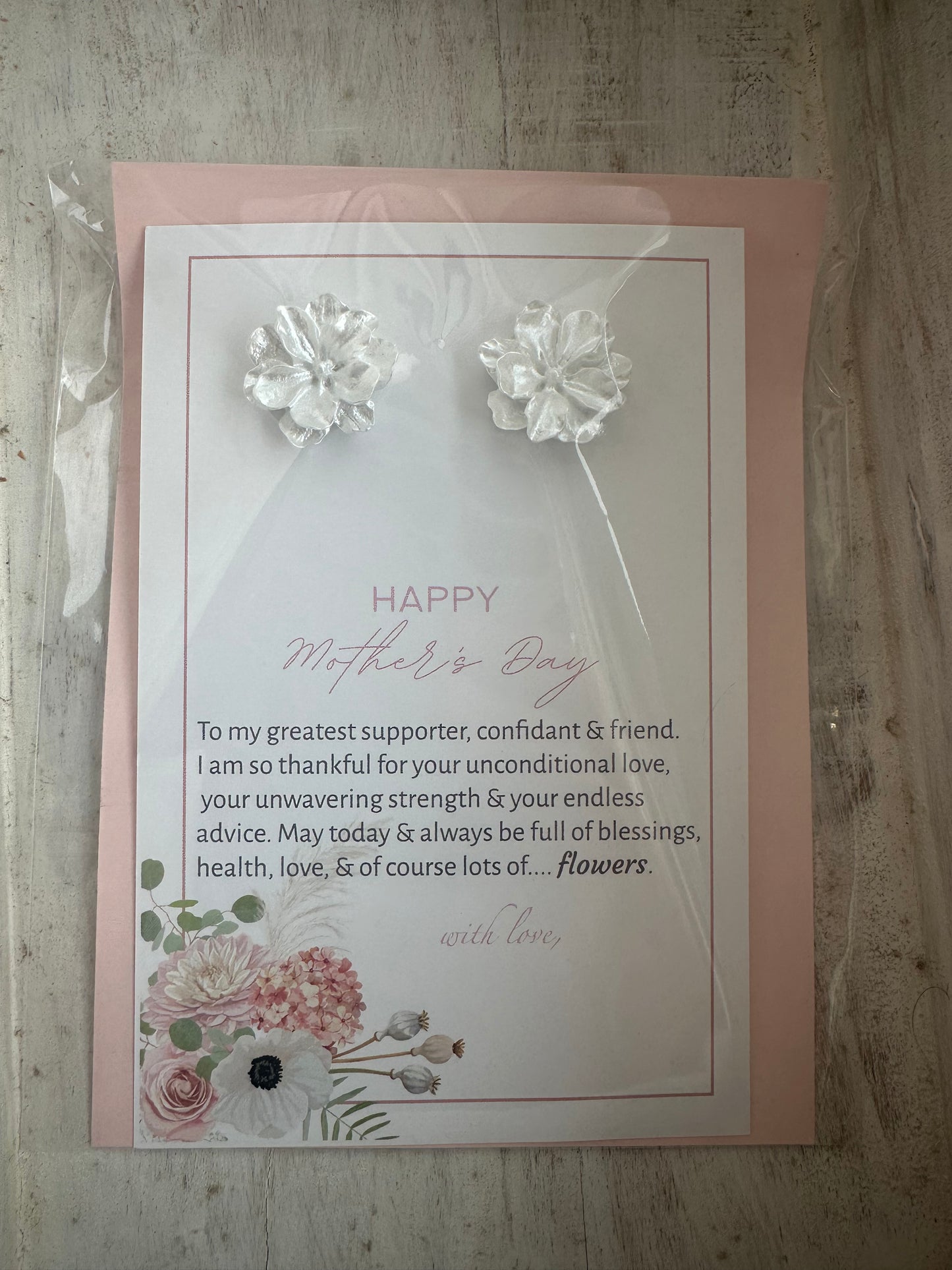 Floral Earring with Mama Greeting Card
