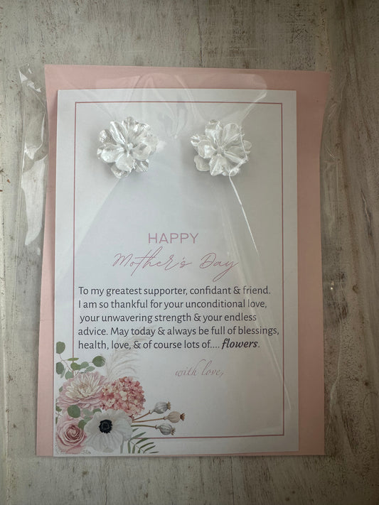 Floral Earring with Mama Greeting Card