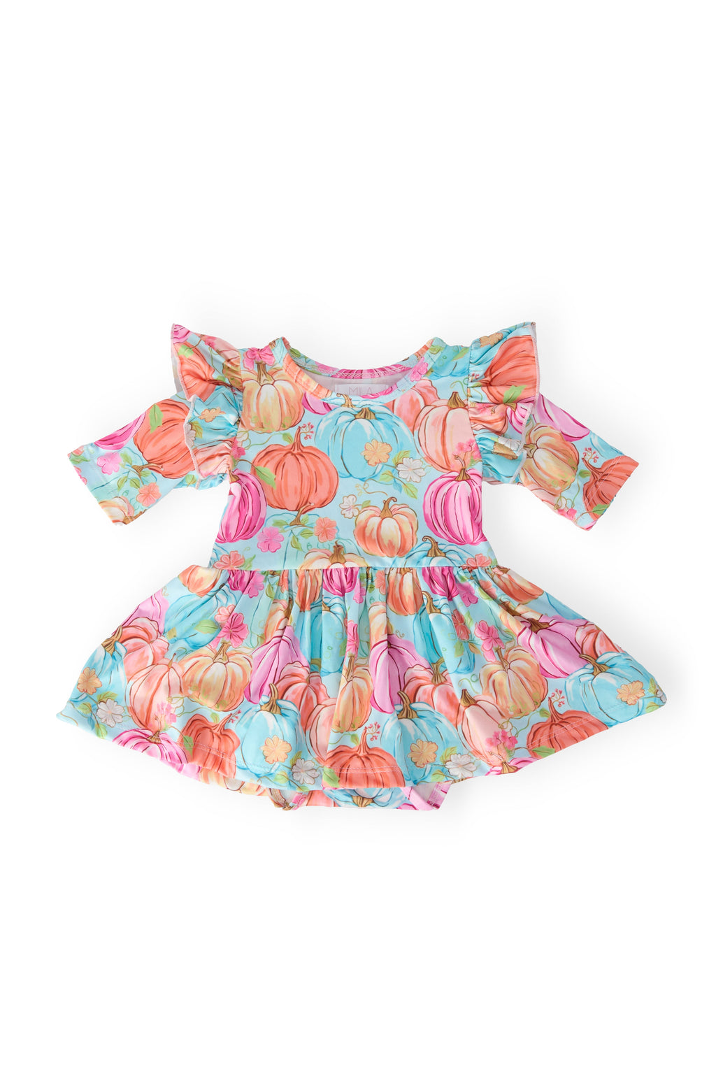 Preppy Pumpkins 3/4 Sleeve Twirl Flutter Bodysuit